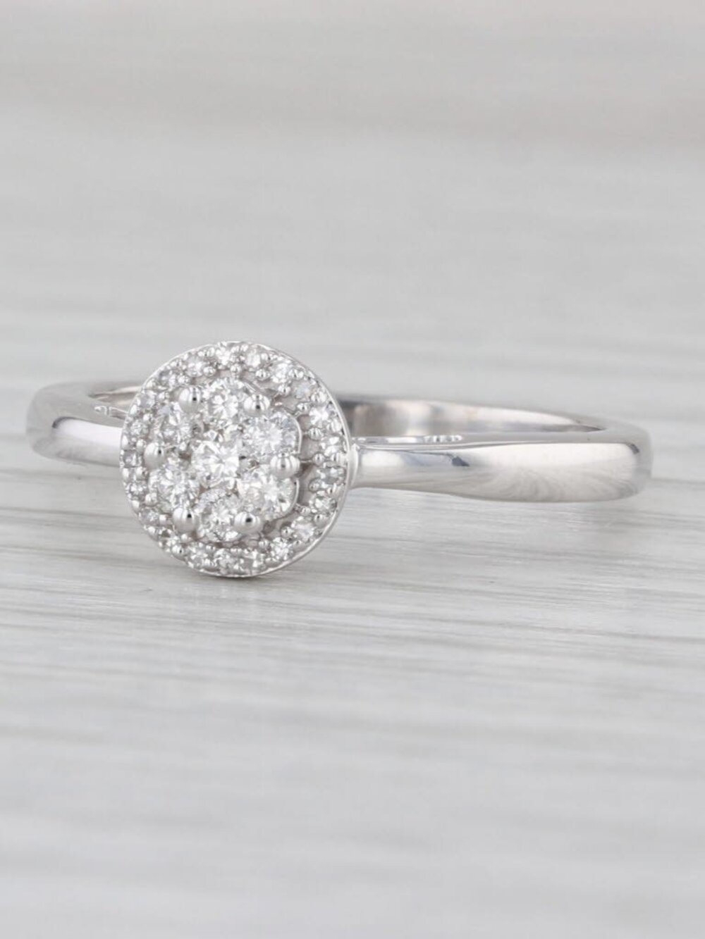 0.22ctw Diamond Cluster Halo Engagement Ring 10k White Gold Size 7